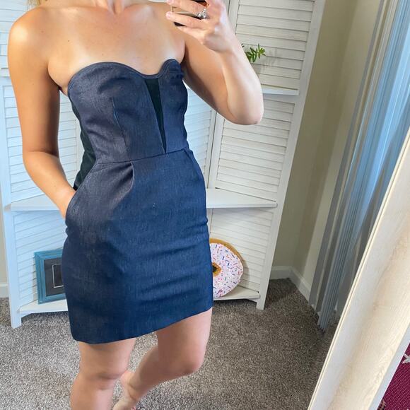 Rag & Bone strapless a line denim dress size 6 - Picture 1 of 10